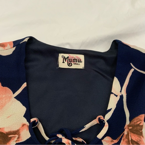 Show Me Your Mumu Sz Small Thunder Bird Dress Floral Mini Navy Blue Pink Lined - Picture 6 of 14